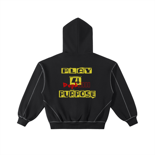Daily fusion Contrast-Stitched Boxy Fleece Zip Hoodie