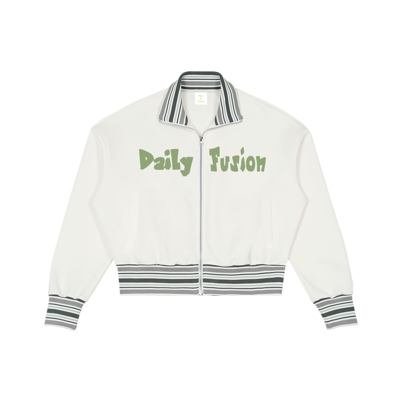 Daily fusion Striped Rib Collar Zip Jacket