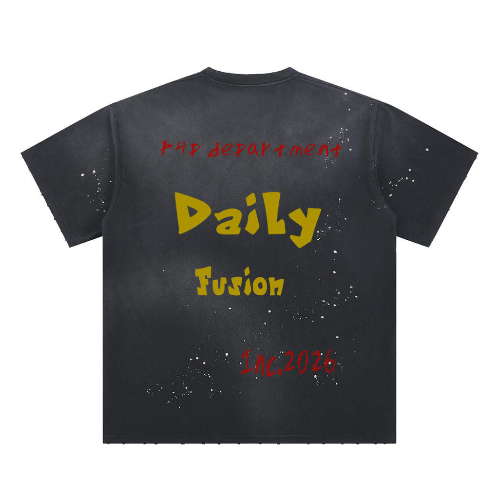 Daily fusion Hand-Frayed Sunfade Paint Splatter T-Shirt