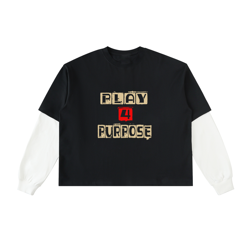 Daily fusion Exclusive Layered Contrast Sleeve Cotton T-Shirt