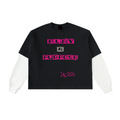 Daily fusion Layered Contrast Sleeve Cotton T-Shirt