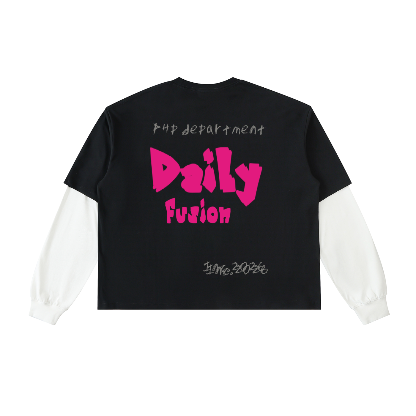 Daily fusion Layered Contrast Sleeve Cotton T-Shirt