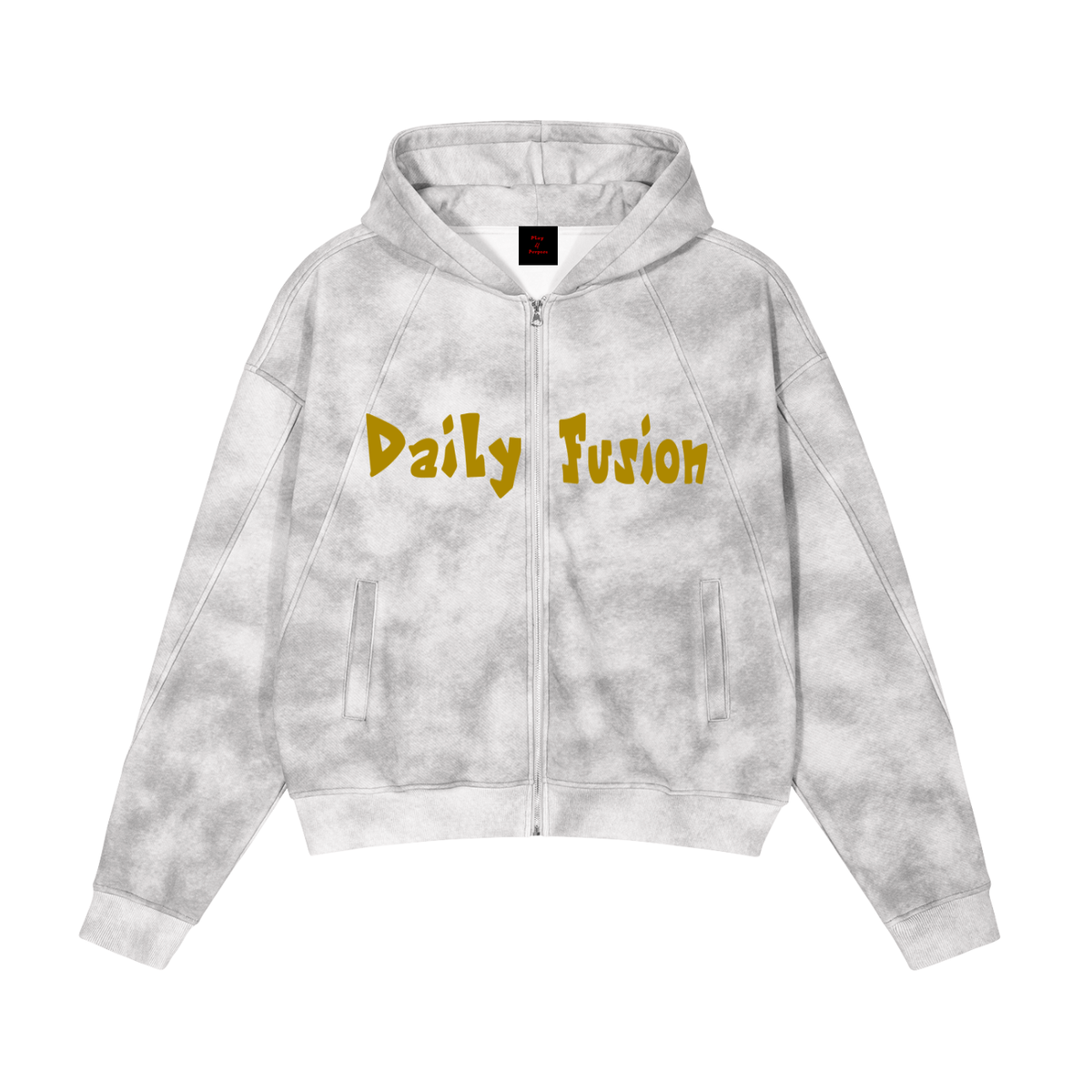 Daily Fusion Dirty Washed Zip-Up Fleece Hoodie