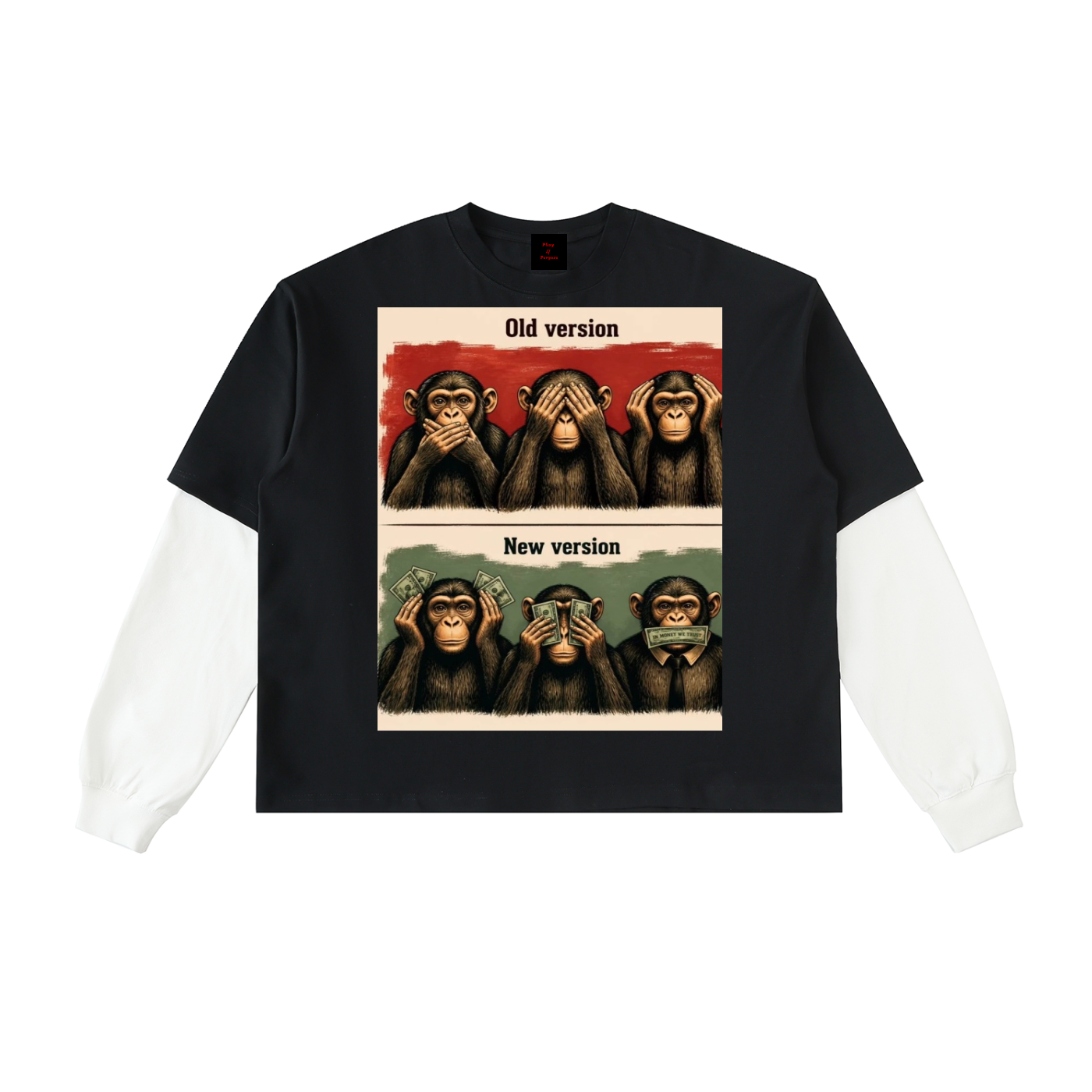 Daily fusion Exclusive Layered Contrast Sleeve Cotton T-Shirt